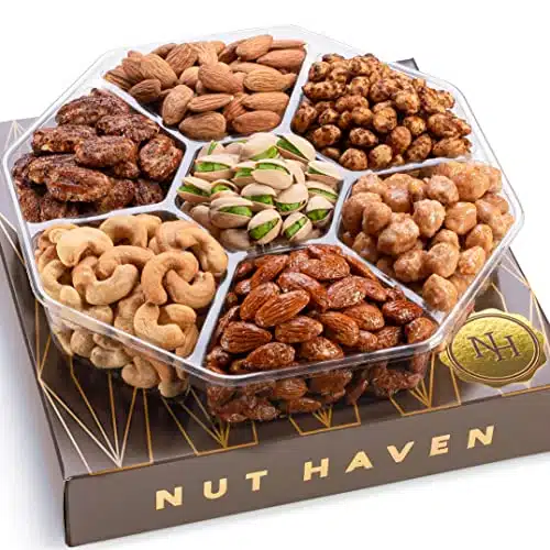 Holiday Nuts Gift Basket   Assortment Of Sweet & Roasted Salted Gourmet Nuts   Assorted Food Gift Box for Christmas, Thanksgiving, Fathers Day, Mothers Day, Sympathy, Family, 