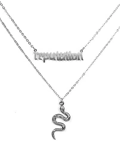 LILJOIEX Reputation Snake Eras Necklace for Women, Sterling Sliver Double Layered Snake Pendant Jewelry, T Swity Fearless Speak Now Love Reputation Era Concert Inspired Outfit