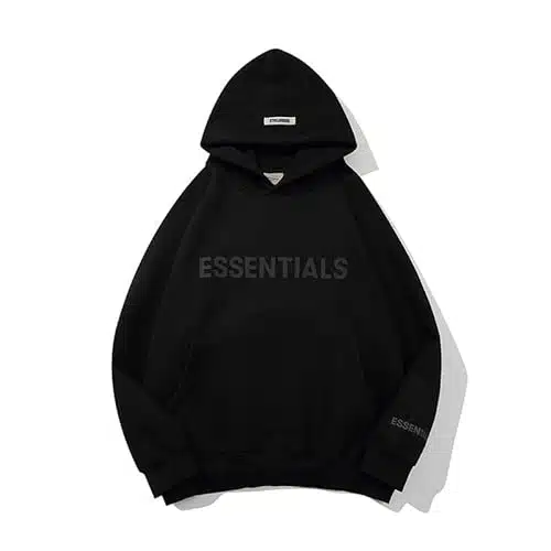 Lapeter Hoodies for Women Men ESSENTIALS Hoodie Hip Hop Couple Long Sleeve Letters Unisex Loose Sweatshirt Black