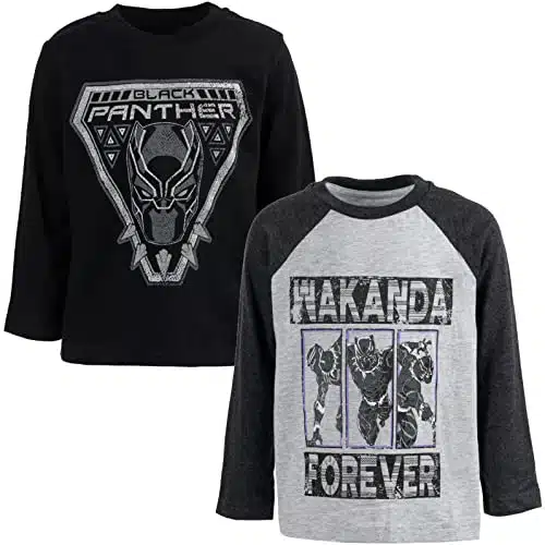 Marvel Avengers Black Panther Little Boys Pack Long Sleeve Graphic T Shirt Gray