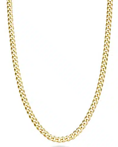 Miabella Italian Solid k Gold Over Sterling Silver mm Diamond Cut Cuban Link Curb Chain Necklace for Women Men, Made in Italy (Length Inches (men's average length))