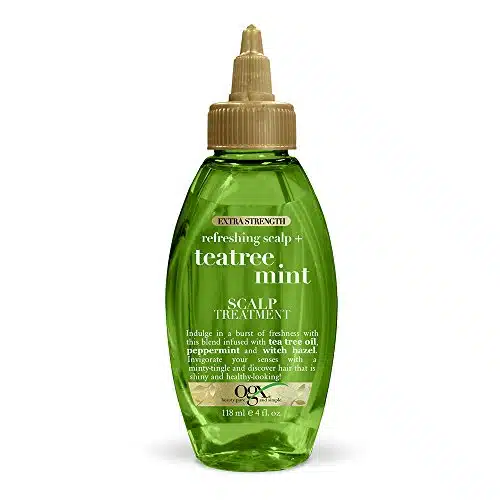 OGX Extra Strength Refreshing + Invigorating Teatree Mint Dry Scalp Treatment with Witch Hazel Astringent to Help Remove Scalp Buildup, Paraben Free, Sulfate Surfactant Free, 