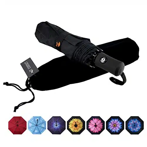 SY COMPACT Travel Umbrella Windproof Automatic LightWeight Unbreakable Umbrellas Factory outlet umbrella (Black)