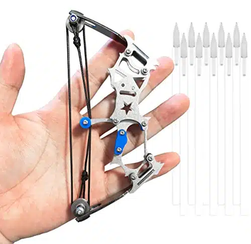 TIETHEKNOT Mini Archery Bow Set Right Hand Mini Compound Bow Mini Hunting Bow Metal Material Catapult RHLH for Hunting Shooting Practice Archery Entertainment Fun