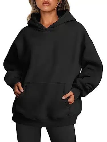 Trendy Queen Black Hoodies for Women Oversized T Shirts Sweatshirts Cute Fleece Long SleeveSweaters Loose Fit Tops Casual Winter Pullover Fall Outfits Yk Clothes