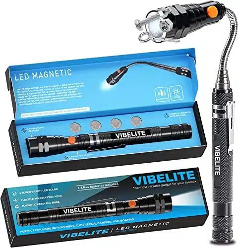 VIBELITE Extendable Magnetic Flashlight with Telescoping Magnet Pickup Tool Cool Gadgets Gifts Idea & Valentines Day Gifts for Men, Husband,Dad,Father,Mechanic,Tech,Handyman,H