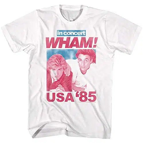 Wham in Concert George Michael and Andrew Ridgeley USA 'Adult T Shirt s Graphic Tee White