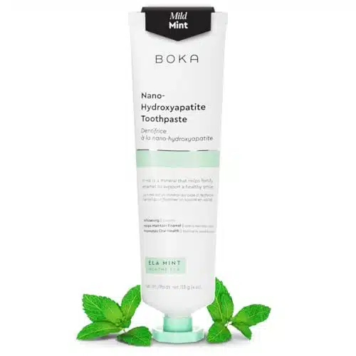 Boka Fluoride Free Toothpaste   Nano Hydroxyapatite, Remineralizing, Sensitive Teeth, Whitening   Dentist Recommended for Adult & Kids Oral Care   Ela Mint Natural Flavor, oz 