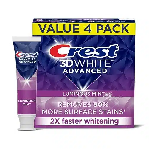 Crest D White Toothpaste, Advanced Luminous Mint, Teeth Whitening Toothpaste, Oz (Pack of )