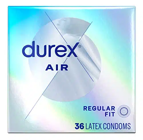 Durex Air Condoms Extra Thin Condoms, Regular Fit, Natural Rubber Latex Condoms for Men, FSA & HSA Eligible, Count, Package May Vary