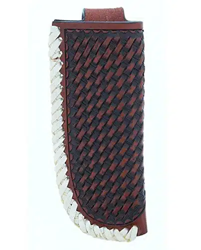 Twisted X Brand Cognac Basket Weave Knife Sheath with Raw Hide Trim (X )