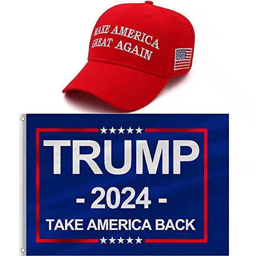 Trump AGA Hat and Flag Set, Donald Trump Hat Take America Back Make America Great Again Baseball Cap